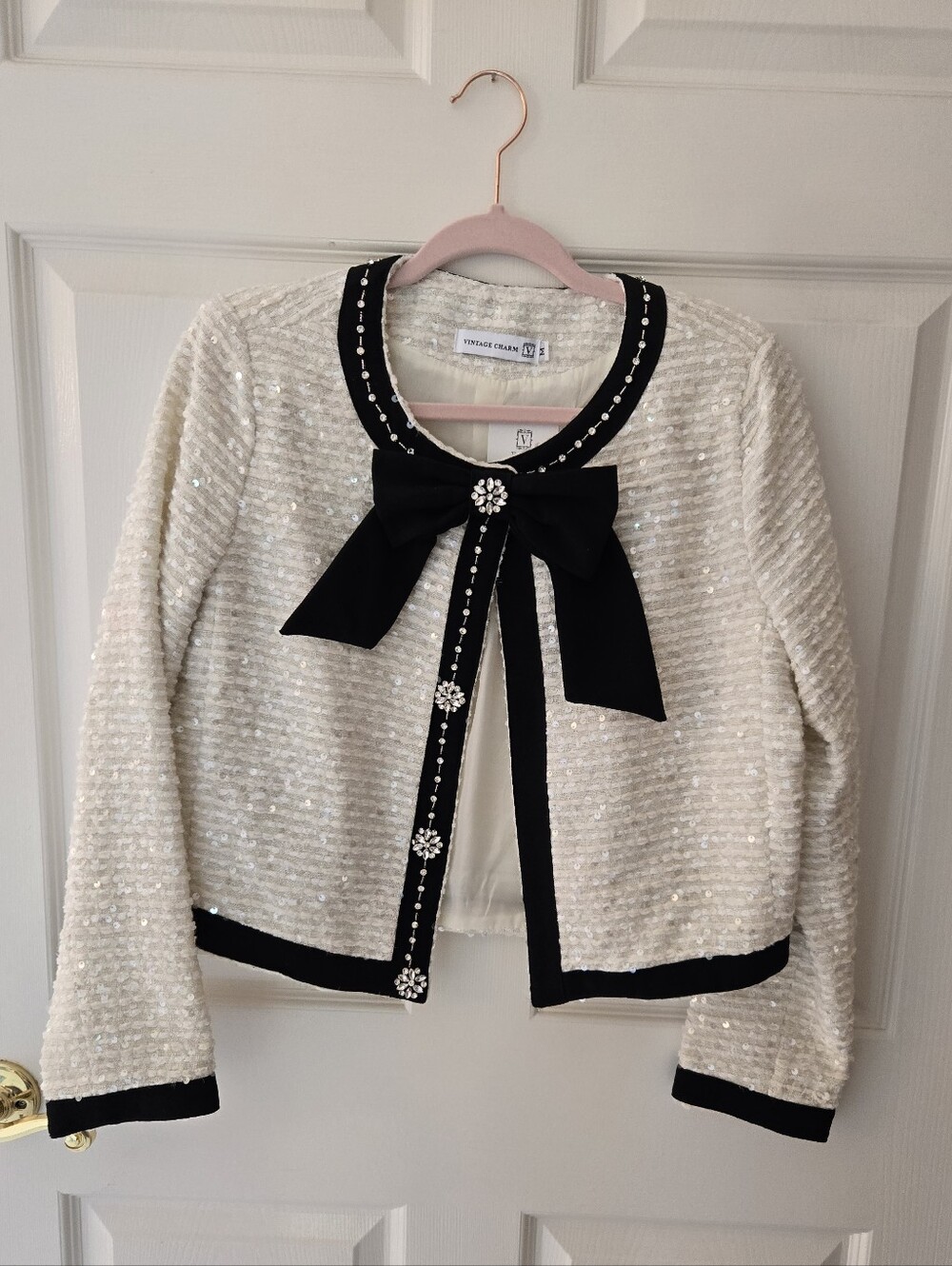 Vintage Charm Embellished Cream Jacket Medium NWT